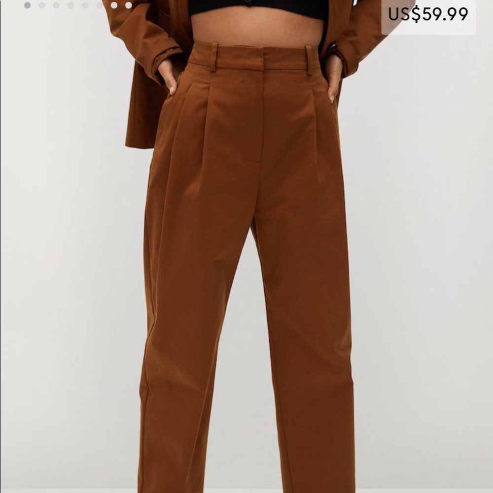 Mango Cotton Pleated Pants